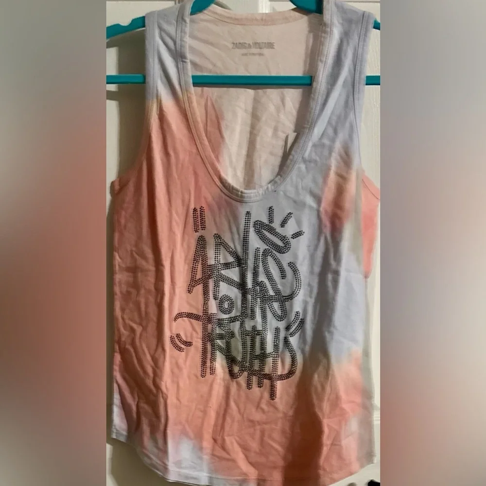 ‼️RARE‼️🎸Zadig & Voltaire🎸🔥NWT🔥TAM JORMI STRASS TIE-DYE Studded Tank—S - Picture 4 of 9